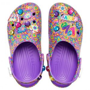 Lisa Frank Crocs Classic Clog in Neon Purple & Jibbitz Women’s 8 Men’s 6 NWT!